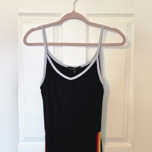 Derek Heart Black Jumpsuit with Rainbow Stripes Summer Festival Y2K Small
